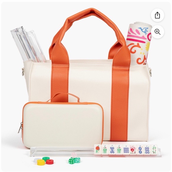 NWT Mahjong Mah Jongg Set Blooming Edition Floral Bag Mat Case Bag Racks Pink - Picture 2 of 16